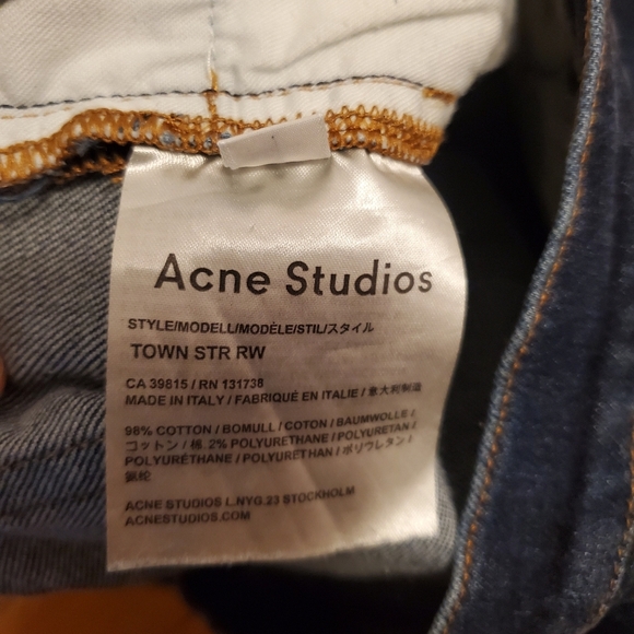 Acne Studios Denim Town STR RW. Dark blue. Faded. Men 32, inseam 26". - Picture 6 of 11